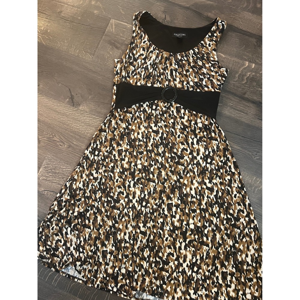 Perceptions Fit & Flare Dress Sleeveless Animal Print‎ Casual Dress Size 8